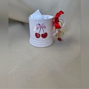 Cherry Mug with Red Bow Charm